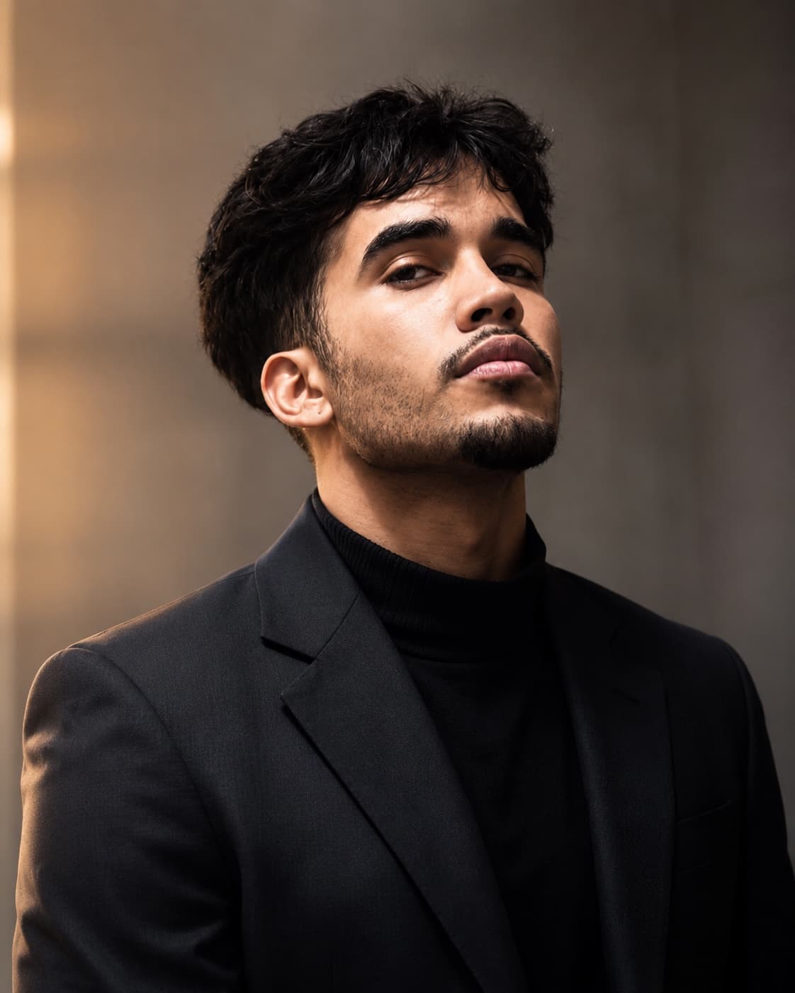 Kevin Santana wearing a black suit in a professional portrait